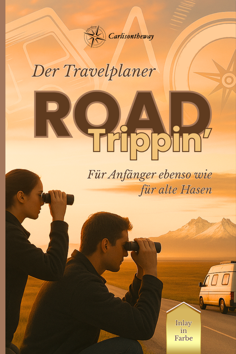 Cover „Der Travelplaner – ROAD Trippin’“ von G. Carlison, für jeden Roadtrip und jede Reise geeignet.